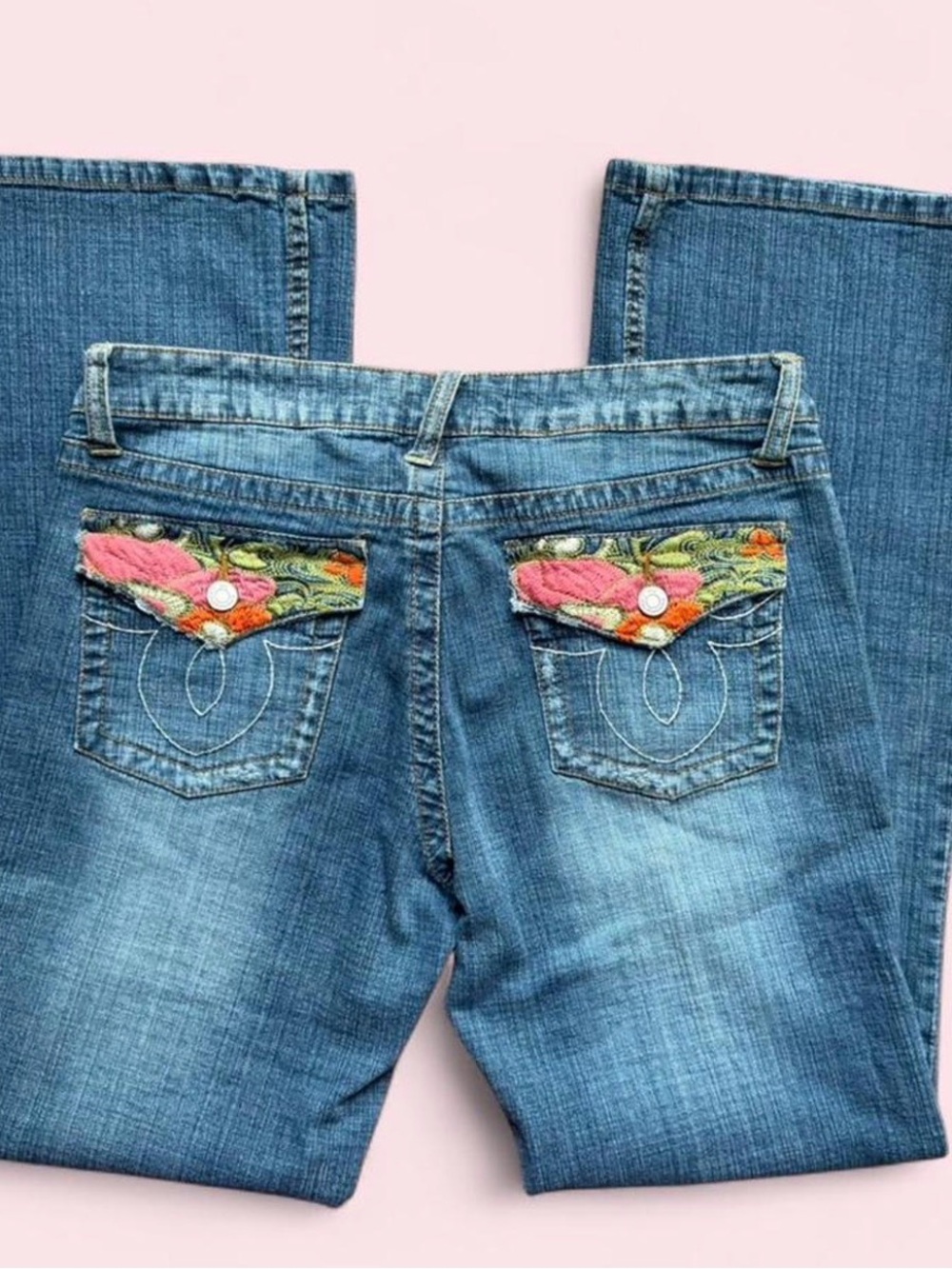 Vintage Y2K 2000s no boundaries girls size 11 juniors jeans floral embroidery